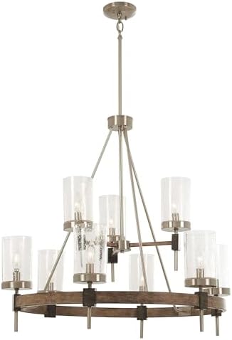 Minka Lavery 4639-106 Bridlewood Chandelier, 9-Light, 540 Total Watts, 32-in H x 30-in W, Stone Grey w/Brushed Nickel