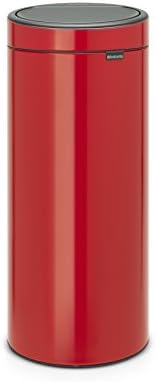 Brabantia 30 L Kitchen Touch Bin New (Matt Black) Removable Lid, Soft-Touch Open, Easy Clean Rubbish Waste Bin + Bin Bags