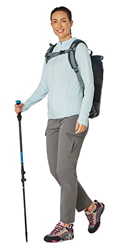 Women's Cargo Hiking Pants Lightweight Quick Dry Water Resistant Golf Travel Camping Pants Upf 50 Zipper Pockets Dark Grey #TOP2