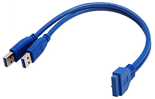 Aaotokk 2 Port Usb 3.0 Splitter Adapter Cable Dual Port Usb 3.0 A Male To 20 Pin Motherboard Header Extension Cable For Usb Ports Directly To Computer Motherboard Cable(30Cm/12Inch-Usb M) #TOP6