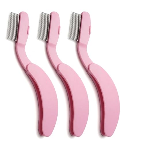 Image of Eyelash Comb Separator Tool, Folding Lash Separator with Stainless Steel Teeth, Eyebrow Brush and Comb for Mascara Applicator, Portable Eye Lash Brush for Women Girls Makeup