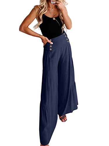 Weite Hose Damen Mit Hoher Taille & Krawatten-Gürtel - Elegante Stoffhose Für Business & Freizeit | Mit Taschen