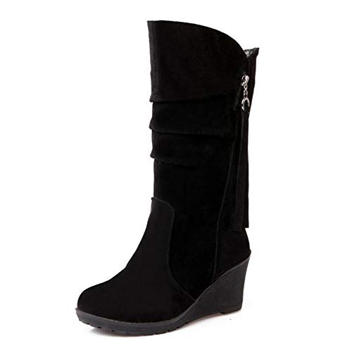 Bottes mi-mollet pour femmes à talon compensé parfaites pour le bureau et les sorties