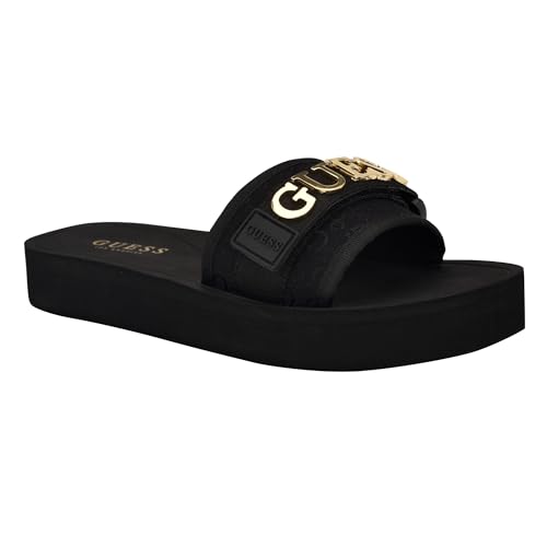 Guess Women's Peers Sandal, Black Logo 001, 8