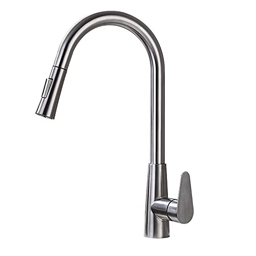Rubinetto per lavello da Cucina per Bar Agriturismo Commerciale, Rubinetto da Cucina Estraibile, Rubinetto da Cucina in Oro Spazzolato, Miscelatore per lavello Nero, miscelatori da Cucina con