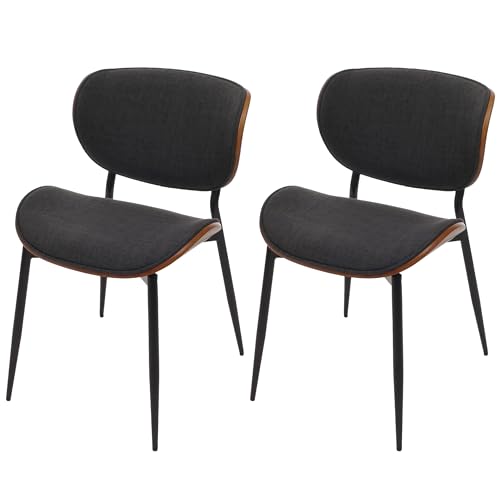 Mendler Lot de 2 chaises de Salle à Manger HWC-O45 (370g/m²) Aspect Noyer, Gris foncé