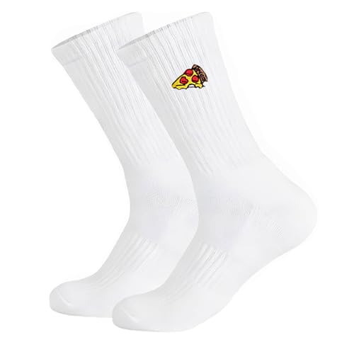 Mmyzao Pizza Socken Tennissocken Weiße mit Motiv Damen Herren 39-42 43-46 35-38 lustig witzig-Pizza