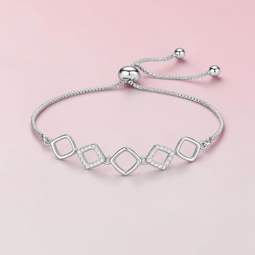 Image of Nilu's Collection Rose Gold & Silver Plated American Diamond Adjustable Bracelet, Stylish Fashion Jewellery Gift for Women