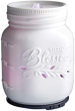 Airome Mason Jar Medium Porcelain Essential Oil Diffuser|100 mL Humidifying Ultrasonic Aromatherapy Diffuser 8 Colorful LED Lights, Intermittent & Continual Mist, Auto Shut-Off, White