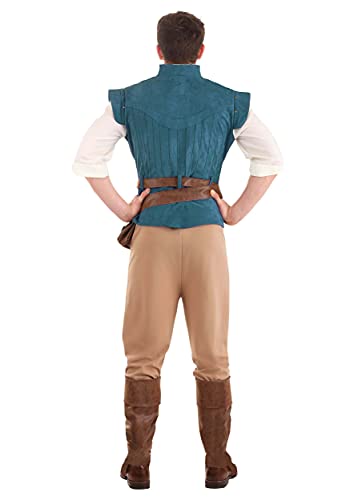 Adult Disney's Tangled Flynn Rider Halloween Costume for Men | Official Blue & Tan Hero Explorer Outfit with Vest, Shirt.