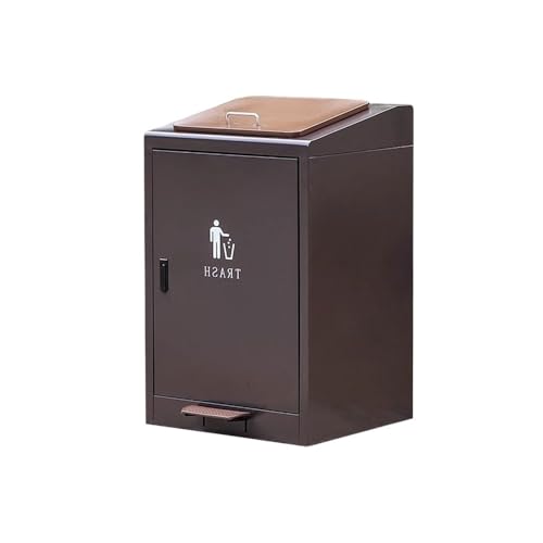 ガーデンパティオパークポーチ 80L/100L 屋外用 蓋付き 金属製ゴミ箱 商業街 公共エリア ゴミ箱 ステップペダル付き(大きい)