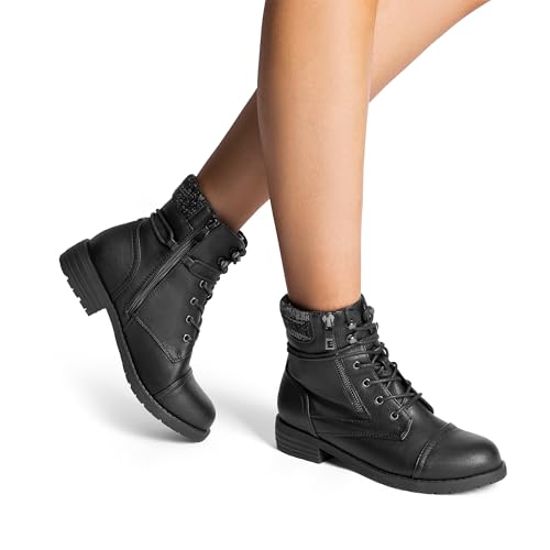 DREAM PAIRS Women's Lace Up Combat Boots Ankle Booties - Image 7