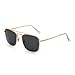 Produktbild JIM HALO Retro Platz Flieger Sonnenbrille Premium Glas Linse Flach Metall Gläser Damen Herren(Gold/Grau)