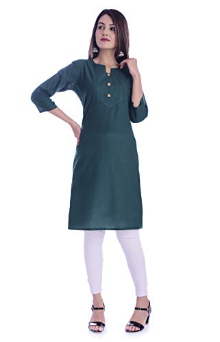 Ramkudi Plain Kurti for Women | Indian style Cotton Kurti | Readymade Pakistani Kurti Top | Includes Only Kurti Cadet Blue