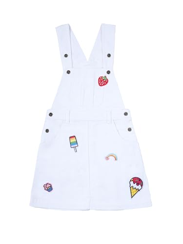 Image of KiddoPanti Girls Solid A-Line Fit Pinafore 5 Pocket Denim Dungaree Skirt