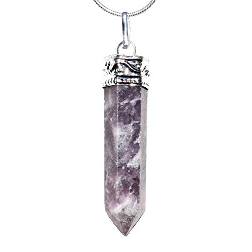 Zenergy Gems Selenite Charged Faceted Hand-Made Natural Lepidolite Crystal Pendants (Lepidolite - Himalayan)