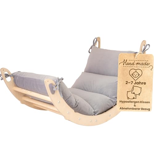 WoodsCraft Kletterbogen mit Kissen - Holz Klettergerüst Indoor...