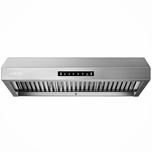 Image of VIKIO HOME Range hood 36 inch,Stove Hood with Dual Motor 900 CFM,Vent Hood with 1.5 Sones Whisper-Quiet,Kitchen Exhaust Range Hood for Large Kitchen,GU10 LED Lights & Full-Sealed Cavity