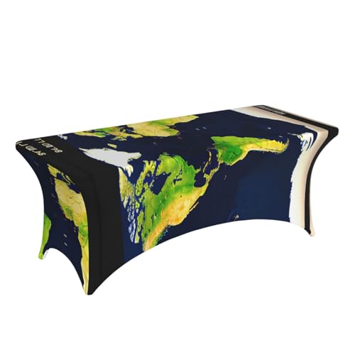 Nappe de table extensible 1,8m en élasthanne imprimé carte du monde pour banquet et fête - 4