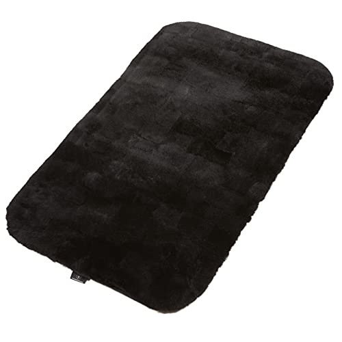 Werner Christ Lammfell Hundedecke Hundeteppich/Hundematte aus echtem Schaffell, der ideale Schlafplatz für Ihren Hund, Größe 50 x 80 cm in schwarz