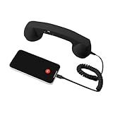 SAMIQU Retro Phone Handset for Cell Phone - Classic Design with Ergonomic Grip and Clear Sound, Cell Phone Receiver with Microphone & Speaker,Suitable for Elderly Parents (Type-C) (Black)