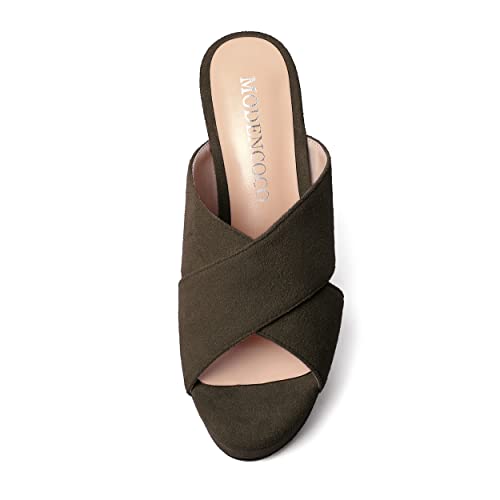MODENCOCO Womens Suede Platform Slip On Open Toe Dressy Sexy Party Wedge High Heel Heeled Sandals 4 Inch3