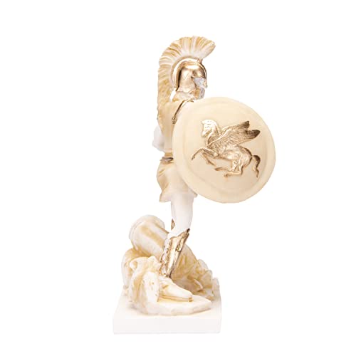 Achilles Statue Greek Warrior Of Trojan War Sculpture Figure Alabaster Gold Tone 7.8 Inches #TOP2