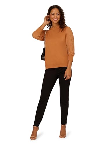 Adrianna Papell Women's Clip Dot Sleeve Twofer Sweater3