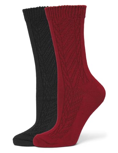 Image of HUE womens Crew Length Boot Socks, 2 Pair Pack