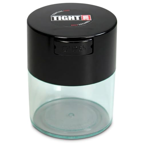 Tightvac - Premium Airtight Herb Storage Container - Holds ½ oz to 3 ounces - Keep Your Herbs and Dry Goods Fresh and Flavorful. Clear Black