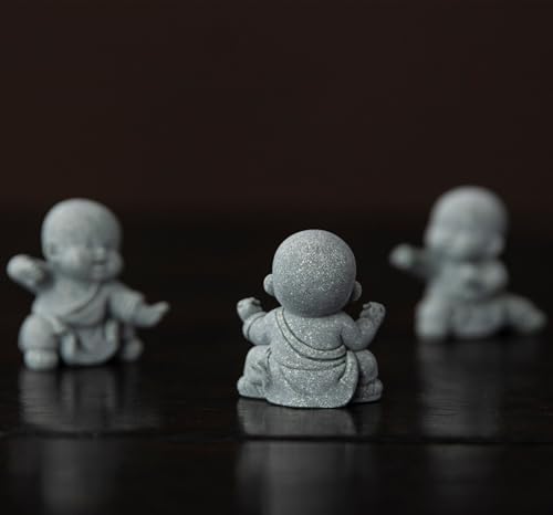Estatuas de Buda en Piedra arenisca, Conjunto 4 Piezas miniatura 5