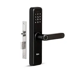 QUBO Smart Door Lock Essential from Hero Group | 5-Way Unlocking | Fingerprint | Pincode | RFID Access Card | Bluetooth Mobile App | Mechanical Key | OTP Access | (Black)