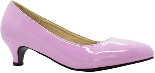 Ladies Kitten Heel Court Dress Shoes Comfort Round Toe Low Heel Elegant Pumps for Work, Weddings Evening Events & Parties (Pink Patent, UK Footwear Size System, Adult, Women, Numeric, Medium, 7)
