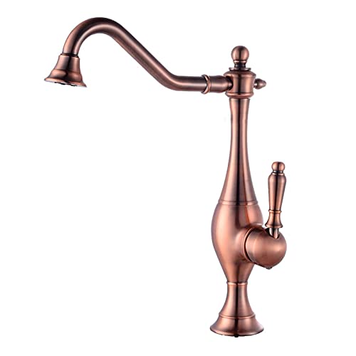 Robinet d'évier à poignée unique rouge bronze pour grand bac - 2