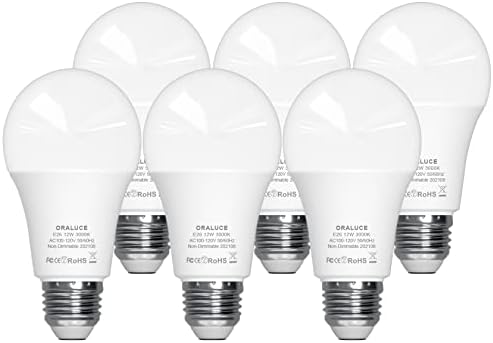 ORALUCE LED Light Bulb, A19 12W Lightbulbs, 100 Watt Equivalent, 120V 1200LM, 3000K Soft White, E26 Medium Base, Non Dimmable, Energy Efficient, UL Listed, 6 Pack