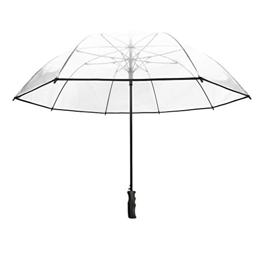 SMATI Grand Parapluie Golf Transparent - Solide ; Diamètre= 124cm ; Ouverture Automatique ; Parapluie Homme/Femme ; pour 2 Personnes ; Couleur liseré Noir