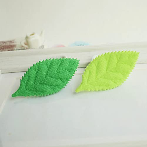 Image of YYCRAFT Pack of 90 Padded 2-Faced Felt Velvet Leaf Appliques /Craft Green