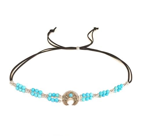 Cowboy Hatband Squash Blossom Genuine Turquoise Bead Micro Suede Leather Cord One Size Adjustable Bolo Slide Sizing