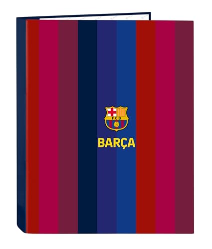F.C. Barcelona 1ère équipe 26/27 Classeur avec feuilles 4 anneaux, idéal pour enfants de différents âges, confortable et polyvalent, qualité et résistance, 26,5 x 33 cm