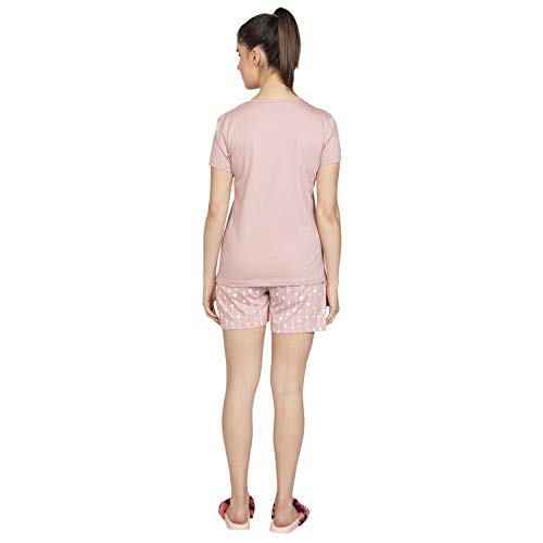 Image of Club A9 Women Cotton Regular Fit T-Shirt and Shorts Night Suit | Two Piece Set (Lime Green)