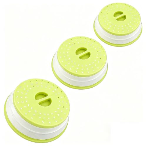 Image of Set of 3 Collapsible Microwave Splatter Cover, | yellow,Microwave Plate Cover With Steam Vent