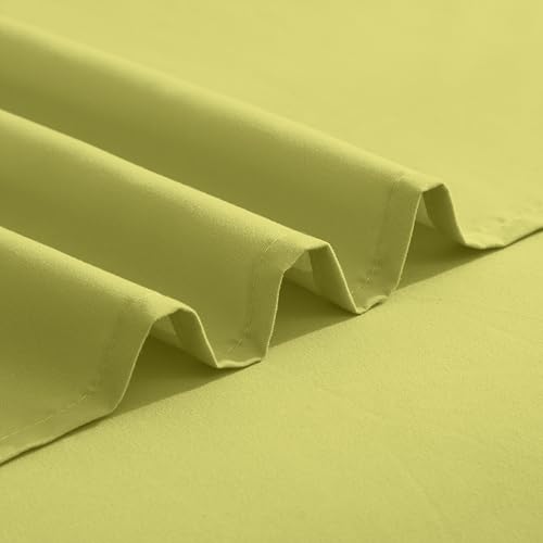 Image of Elegant Comfort Luxurious 1500 Premium Hotel Quality Microfiber Three Line Embroidered Softest 4-Piece Bed Sheet Set, Wrinkle and Fade Resistant, Queen, Pistachio Green