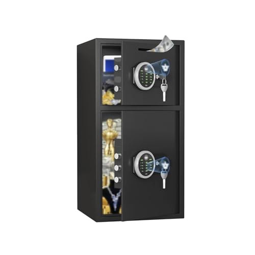 Cassaforte ignifuga – Cassaforte di sicurezza elettronica con doppia luce LED, fodera in flanella e doppio sistema di allarme, soluzione di archiviazione sicura per casa e ufficio