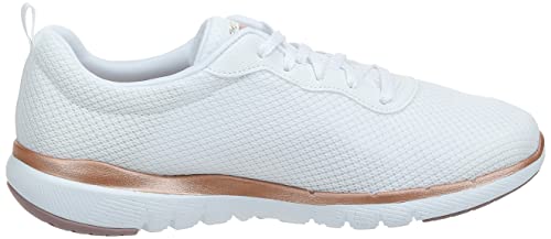 Skechers Flex Appeal 3.0 First Insight, Sneakers Mujer, Blanco (White Mesh Rose Gold Trim), 38 EU