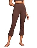 CRZ YOGA Womens Butterluxe High Waisted Flare Capris Leggings 23' - Bootcut Yoga Pants Cropped Lounge Casual Comfy Coffee Brown Medium