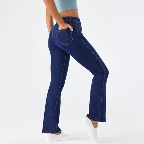 Stretch Boot Cut Jeans for Woman Flare Leggings Mid Waist Bell Bottom Jeans2