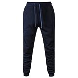 Huntrly Jogging-Jogginghose für Herren Gebürstete, elastische Taillenböden mit offenen Saummanschetten Fitnessstudio Aktive Sporthose L