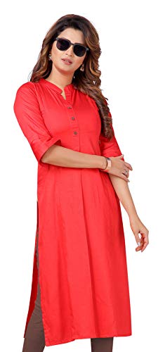 Image of CEE 18 Women's Cotton Staight Maternity Feeding Kurti with Zippers (9636 Tomato X-Large)