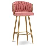 Design moderne : le dossier tissé unique de cette chaise de bar attire immédiatement le regard. Le design incurvé et la silhouette ondulée de l'assise ajoutent une touche d'élégance. Avec sa base dorée brillante, ce tabouret de bar apportera une touche finale à votre cuisine.
