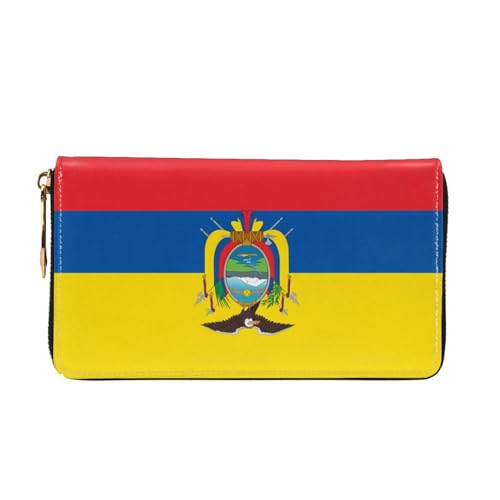 Leather Women Wallets, Long Credit Card Holder, Flag of Ecuador Print Billfold Clutch & Travel Purse Large Capacity2